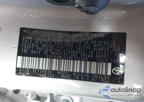 2024 Toyota Corolla Le z USA, uszkodzony, nr VIN 5YFB4MDE5RP113309